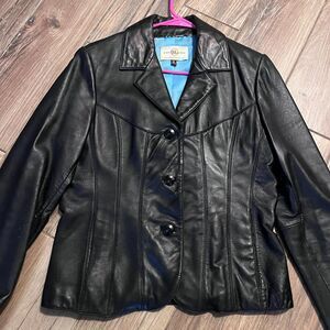 Wilson’s Leather Vintage 80s Black Leather Women’s Jacket Coat Medium